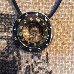 New Stainless Steel & Leather Astrology Necklace
